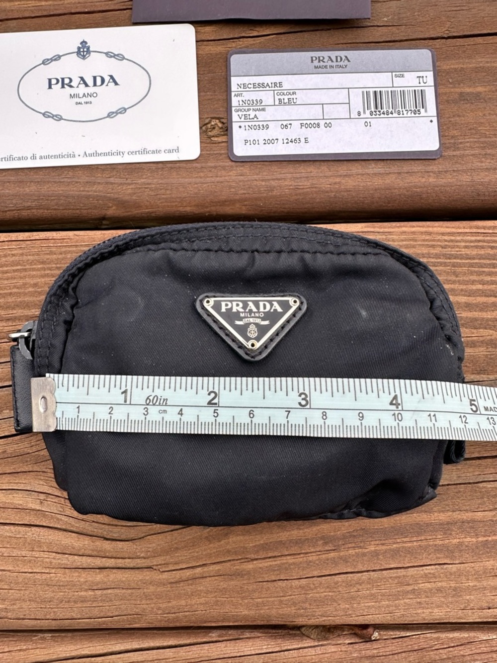 Prada Blue Nylon Pouch with Triangle Logo - Picture 3 of 13